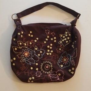 Free with purchase! Brown Embroidered Shoulder Bag